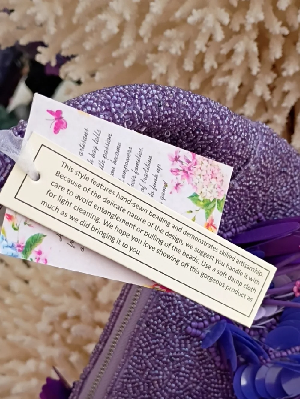 Lavender Floral Beaded Women’s Handbag ❤️NWT❤️ - Picture 10 of 11